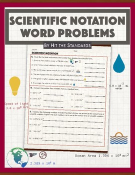 Preview of Scientific Notation Word Problems (Fun Facts)