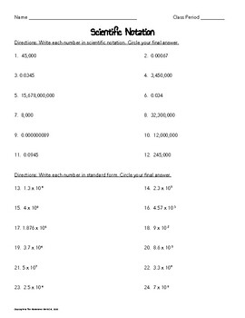 Scientific Notation Worksheet by The Hometown Math Girl | TpT