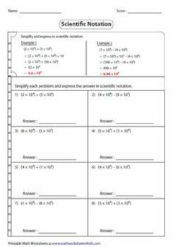 Preview of Scientific Notation Worksheet