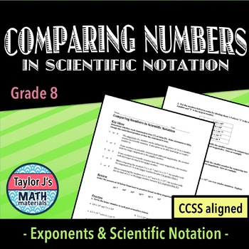 Preview of Scientific Notation Worksheet - Comparing Numbers