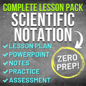 Preview of Scientific Notation Worksheet Complete Lesson Pack (NO PREP, KEYS, SUB PLAN)