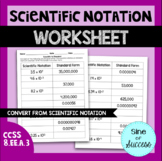 Scientific Notation Worksheet - Converting from Scientific