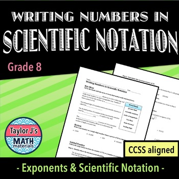 Preview of Scientific Notation Worksheet - Writing Numbers in Scientific Notation