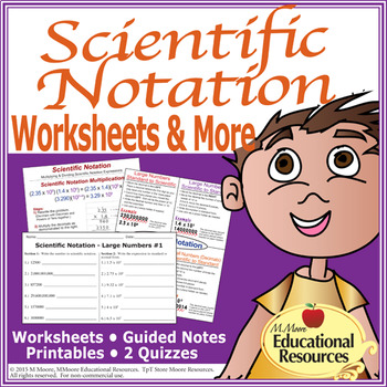 Preview of Scientific Notation - Worksheets, Guided Notes, Printables, & Quizzes