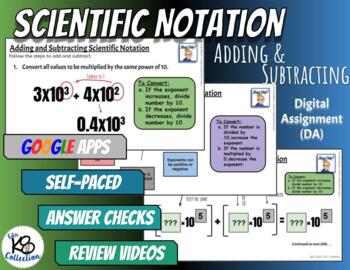 Preview of Scientific Notation (adding & subtracting)  - Digital Assignment