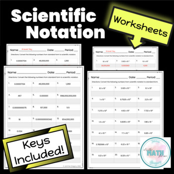 Preview of Scientific Notation and Standard Form | Prep for 8.EE.4 | Worksheets