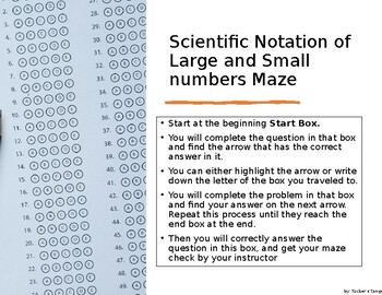 Preview of Scientific Notation of Large and Small Numbers Maze