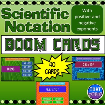 Preview of Scientific Notation with Positive and Negative Integers Boom Cards