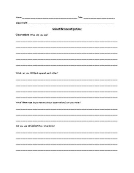 Preview of Scientific Observations Worksheet