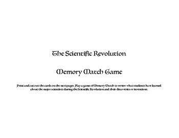 Preview of Scientific Revolution Match Game