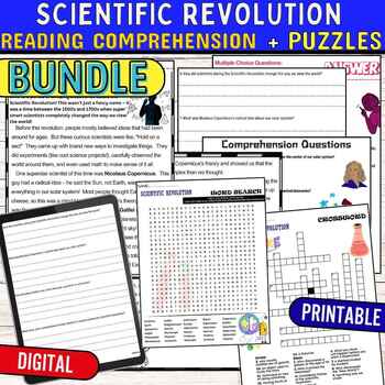 Preview of Scientific Revolution Reading Comprehension Passage,PUZZLES,Quiz,DIGITAL. BUNDLE