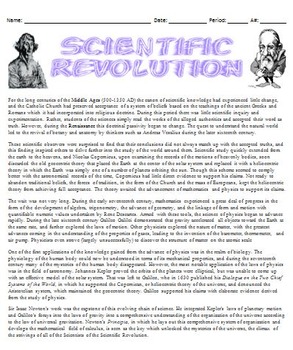 Preview of Scientific Revolution Review Sheet