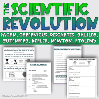 Preview of Scientific Revolution Unit - Analysis, Reading, Research, and Interview Activity