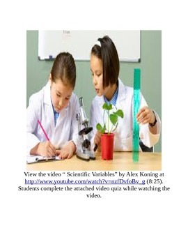 Preview of Scientific Variables Video Quiz Activity