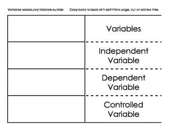 Preview of Scientific Variables Vocabulary Foldable