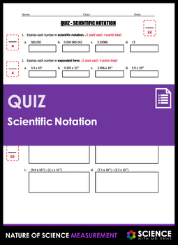Preview of Scientific or Exponential Notation Quiz
