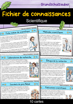 Preview of Scientifique - Fiches de connaissances - Métiers (français)