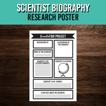 Preview of Scientist Bio Research Project Poster Template | Biography Activity