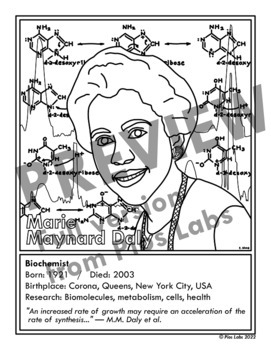 Scientist Coloring Page/Poster: Biochemist Marie Maynard Daly ...