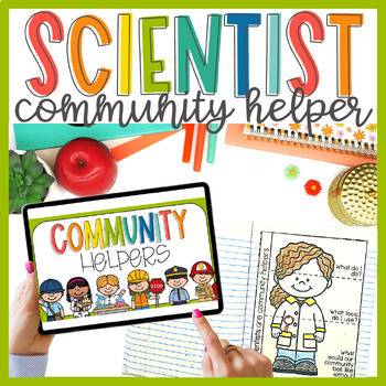 Preview of Scientist Community Helper Interactive Notebook & Slideshow Lesson Plan Set