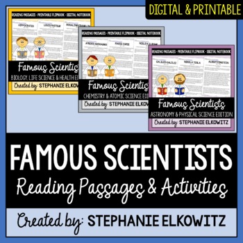 Preview of Famous Scientists Reading Passages & Activities | Printable & Digital