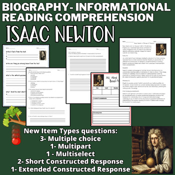 Preview of Scientist Isaac Newton-Biography- Reading Passage & Reading Comprehension