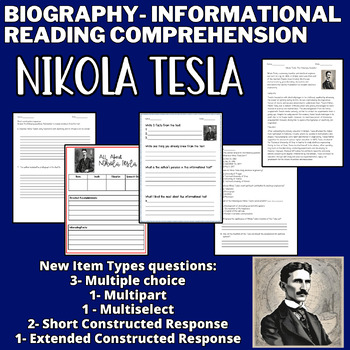 Preview of Scientist Nikola Tesla-Biography - Reading Passage & Reading Comprehension