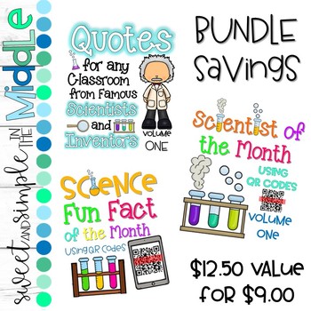 Preview of Scientist of the Month, Science Fun Fact, & Quotes from Famous Scientists Bundle