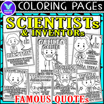 Preview of Scientists & Inventors Famous Quotes Coloring Pages & Writing Paper Art No PREP