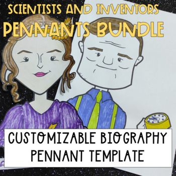 Preview of Scientists & Inventors biography research pennant bundle for bulletin boards