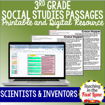 Preview of Scientists & Inventors - 3rd Grade Social Studies Reading Comprehension Passages