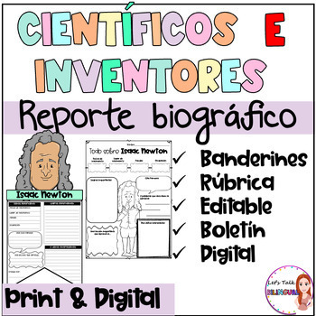 Preview of Scientists and inventors Biography report in Spanish - Research templates