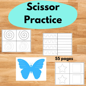 Preview of Scissor Cutting Skills Practice Worksheets For Kids Montessori Practical Life