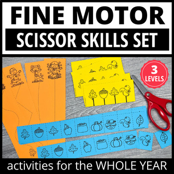 Preview of Practice Cutting Skills with Scissor Skills Activities - Fine Motor Boxes & Bins