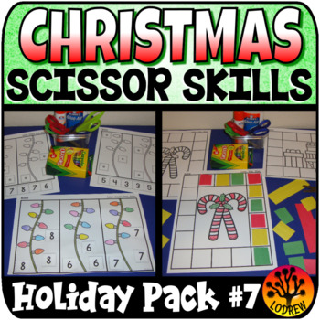 Preview of Scissor Skills Christmas Scissors Practice Cut and Paste No Prep Fine Motor