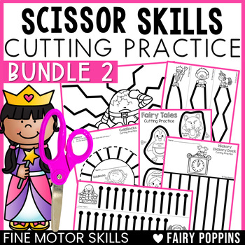 Preview of Cutting Practice Scissor Skills | BUNDLE 2 Fairy Tales, Nursery Rhymes