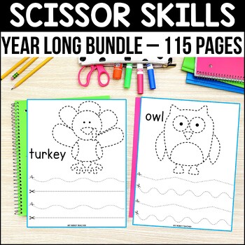 Preview of Scissor Skills Cutting Practice Cutting Shapes Activities Fine Motor Worksheet