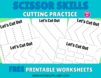 Preview of Scissor Skills Cutting Practice Free Printable Worksheets