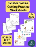 Scissor Skills Worksheets- Straight Line Cutting- Cut and 