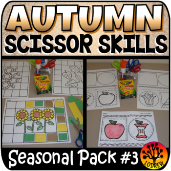 Preview of Scissor Skills Fall Autumn Scissors Practice Cut and Paste No Prep Fine Motor