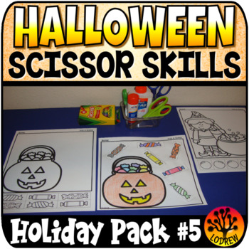 Preview of Scissor Skills Halloween Scissors Practice Cut and Paste No Prep Fine Motor