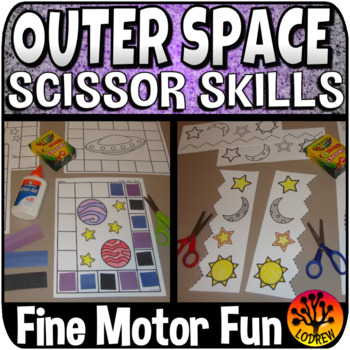 Preview of Scissor Skills Outer Space Centers Cut Paste No Prep Fine Motor Cutting