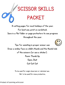 Scissor Skills Packet by Learning with Lazor | TPT