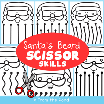 Preview of Scissor Skills Santa Beard Worksheets | Christmas Activities