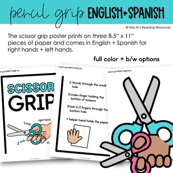 Scissor Skills | Scissor Grip Poster | Fine Motor Cutting Practice