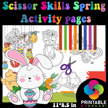 Preview of Scissor Skills Spring Activities for kids .24 fun Scissor pages for kids