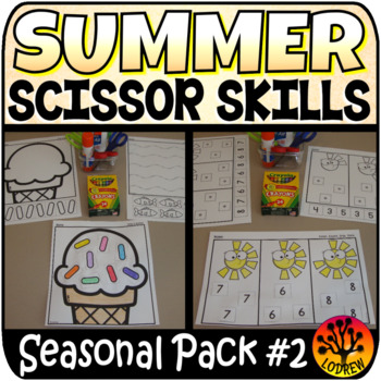 Preview of Scissor Skills Summer Scissors Practice Cut and Paste No Prep Fine Motor