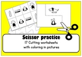 Scissor skills cutting practice worksheets for Preschool & OT