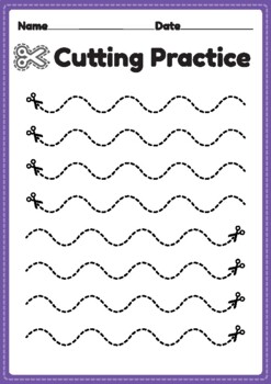 Scissors activities for toddlers kids to cut the paper, Printable PDF