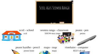 Preview of Scoil agus Seomra Ranga Gaeilge/Irish language classroom vocabulary 